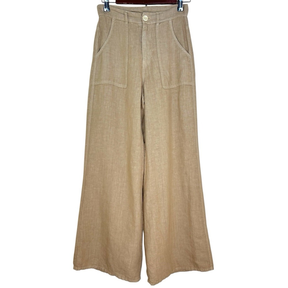 Enza Costa 100% French Linen High Waist Wide Leg Pant Trousers 1 Women's Small - Picture 3 of 14